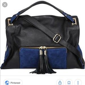 Beautiful Black Leather and Blue Suede Purse!